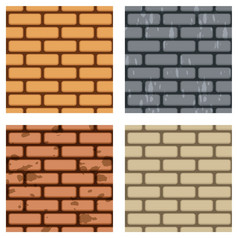 砖墙模式集合四个无缝的砖墙向量背景