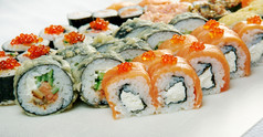 食物集不同的日本厨房寿司卷