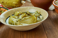 agurkesalat各种腌黄瓜丹麦自制的厨房传统的各种各样的菜前视图