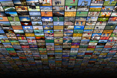巨大的多媒体宽屏视频和图像墙