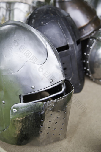 老战争头盔细节中世纪的护甲战争和破坏