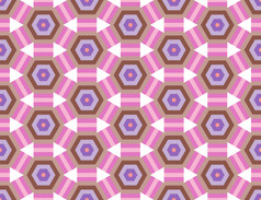 无缝的几何模式白色橙色粉红色的棕色（的）和紫色的六边形和三角形