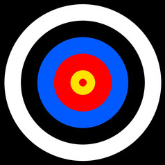目标与红色的黄色的黑色的白色而且蓝色的环