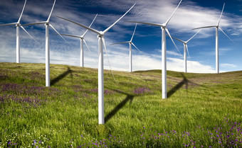 清洁能源被生成的风车<strong>公园</strong>
