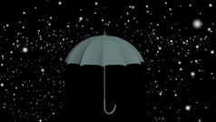 插图灰色的伞下雨滴黑色的和白色背景