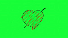 插图心象征和箭头被画绿色背景