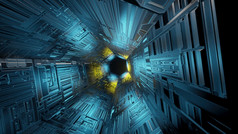 插图清洁未来主义的外星人科幻幻想机库隧道走廊