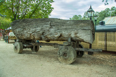 日志老卡车与木轮子echuca维多利亚澳大利亚