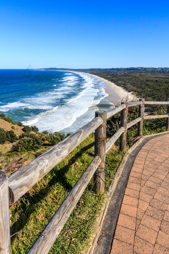 视图脂海滩从拜伦湾从角拜伦新南威尔士澳大利亚