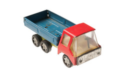 老玩具卡车孤立的白色背景
