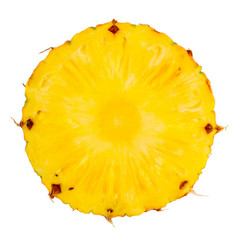圆多汁的成熟的菠萝孤立的白色背景