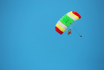 两个<strong>人多</strong>色的降落伞的天空的概念运动和自由两个<strong>人多</strong>色的降落伞的天空
