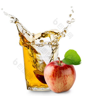 苹果与玻璃苹果汁孤立的白色背景苹果与玻璃苹果汁