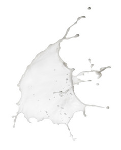 飞溅白色牛奶与滴孤立的白色背景飞溅白色牛奶与滴