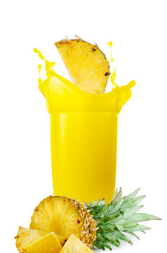 菠萝汁和菠萝孤立的白色背景菠萝汁和菠萝