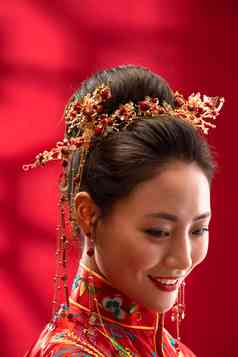 漂亮的中式新娘特写