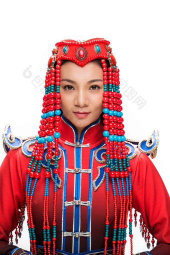 穿着<strong>蒙古族</strong>服饰的女人