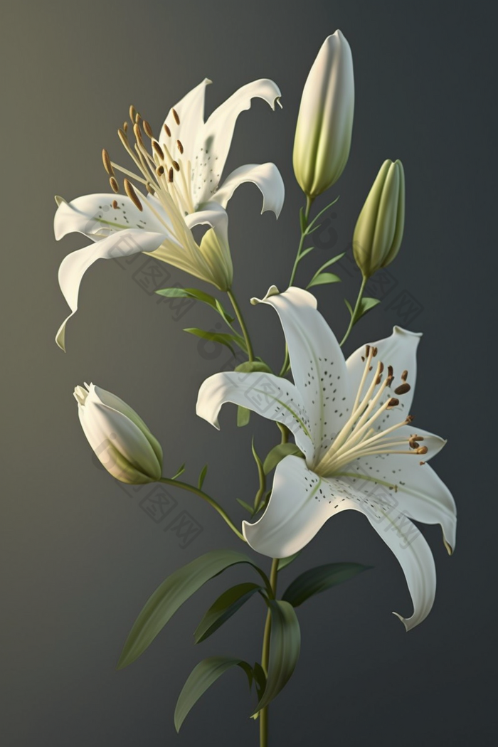 盛开的花朵精细白色百合花商业