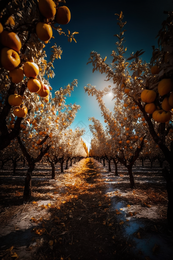 果园收获季节水果作物专业摄影图