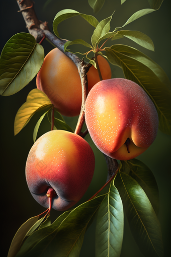 还在生长的美味苹果水果梨子成熟