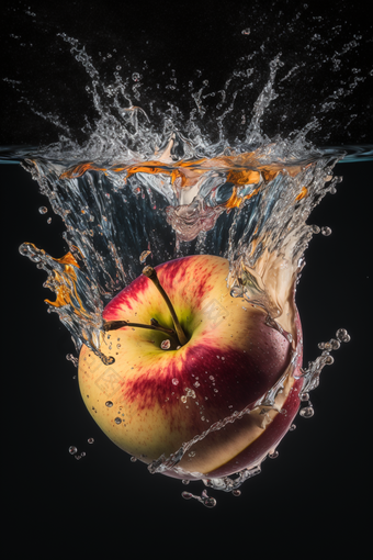 <strong>苹果</strong>深色背景水果商业摄影摄影图