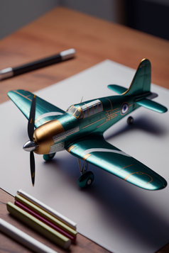 模型飞机机翼飞行细节现实摄影