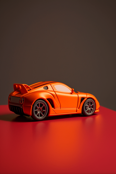 玩具体育车模型深色背景现实背面摄影图