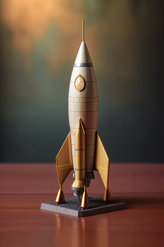 玩具火箭模型摄影图数字艺术1