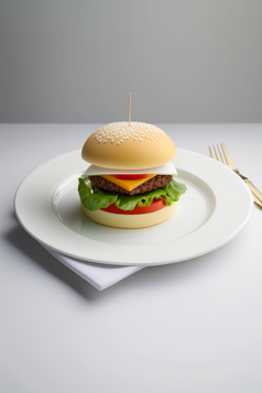 白色餐盘上的美食汉堡摄影图数字艺术62
