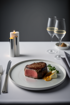 白色餐盘上的美食牛排摄影图数字艺术44
