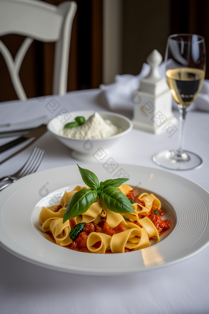 餐厅白色盘子意大利面专业摄影晚餐摄影图11