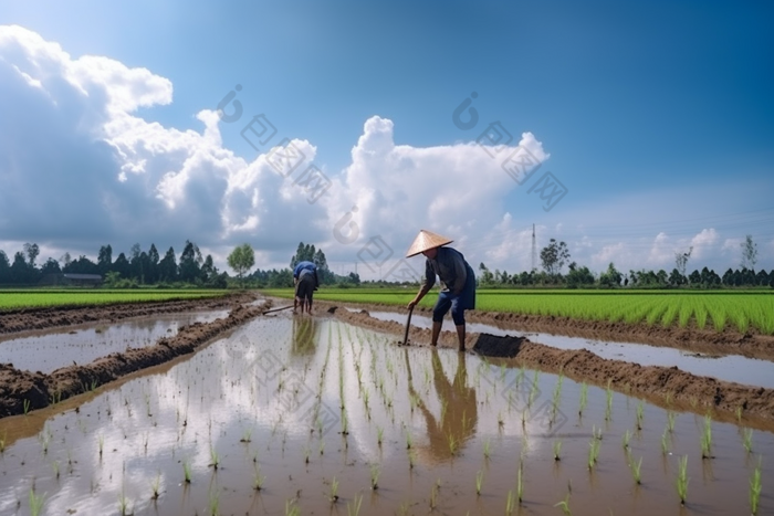 田园幼苗插秧水稻摄影图数字艺术19