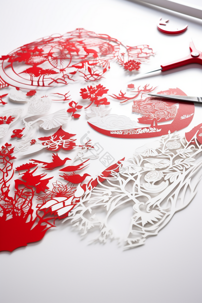 中国手工制作的剪纸高细节专业摄影