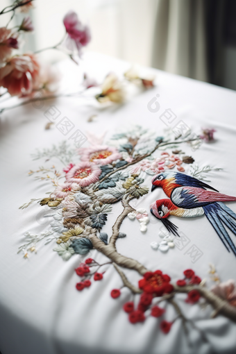 中国手工制作的刺绣高细节专业摄影传承传统艺术