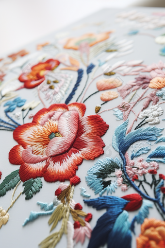 中国手工制作的刺绣高细节专业摄影传承布