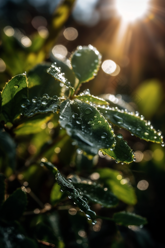 清晨露珠植物水滴生存