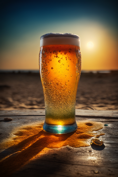 沙滩上的啤酒摄影图数字艺术7