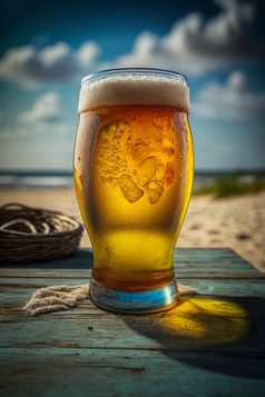 沙滩上的啤酒摄影图数字艺术4