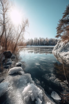 冬天湖水摄影图数字艺术37