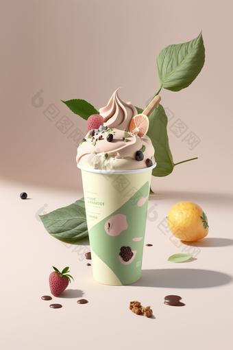 冰淇淋食物产品完整植物