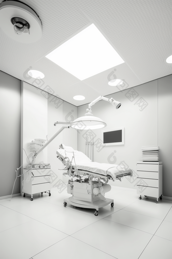 明亮整洁的医院美容手术台室内美容手术室