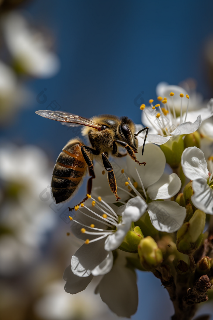 收集花蜜采蜜的蜜蜂晴朗8k