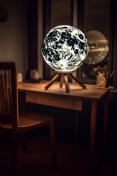 桌子上的月亮灯摄影图数字艺术2