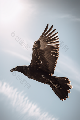 在蓝天上飞翔的<strong>鸟</strong>一只专业摄影