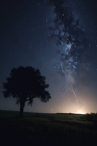 晚上<strong>流星</strong>天空摄影图数字艺术10