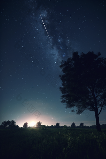 晚上<strong>流星</strong>天空真实摄影高分辨率摄影