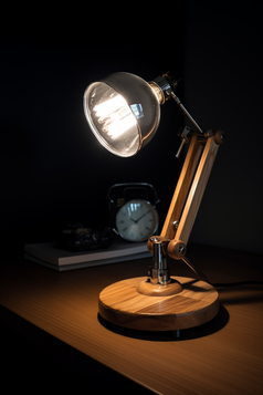 木质桌子上的现代台灯摄影图数字艺术17