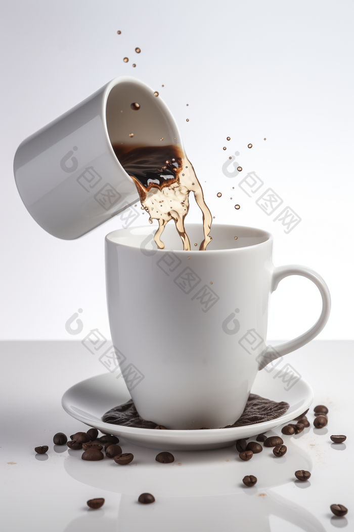 装满咖啡的咖啡杯杯白色