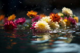 菊花落入水中