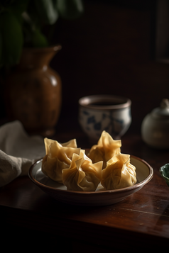 桌子上的美食蒸饺摄影图数字艺术15